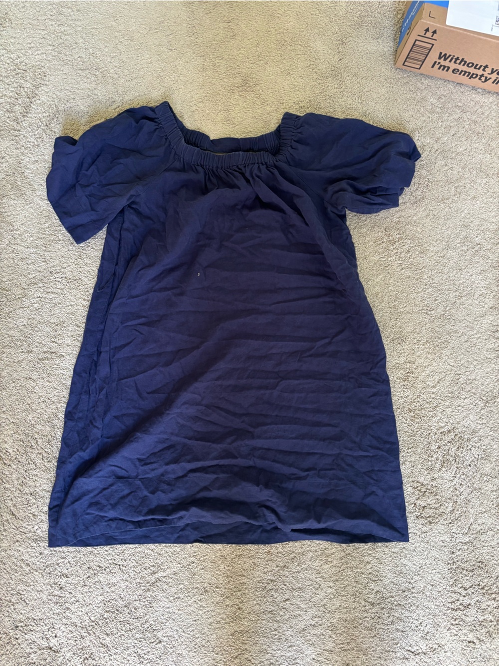 Banana Republic Navy Blue Midi Skirt with Elastic Waist